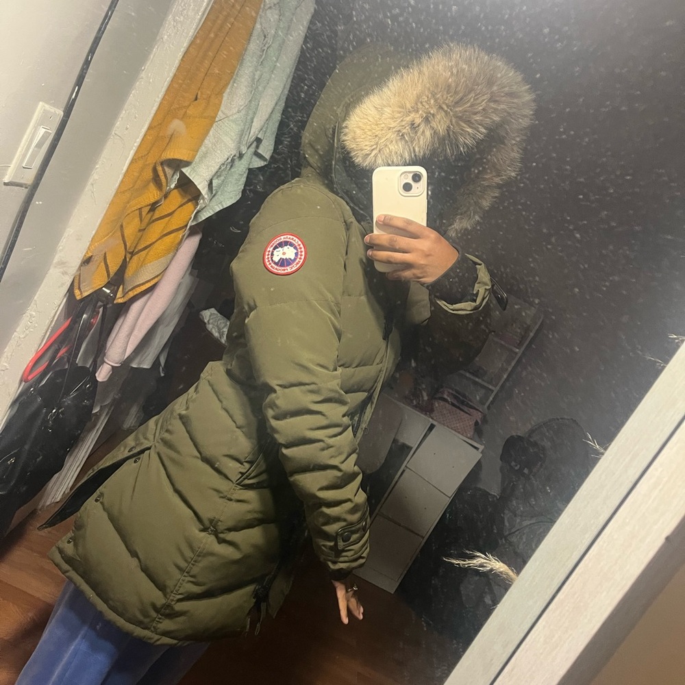 Canada Goose Green Parka with Fur Trim